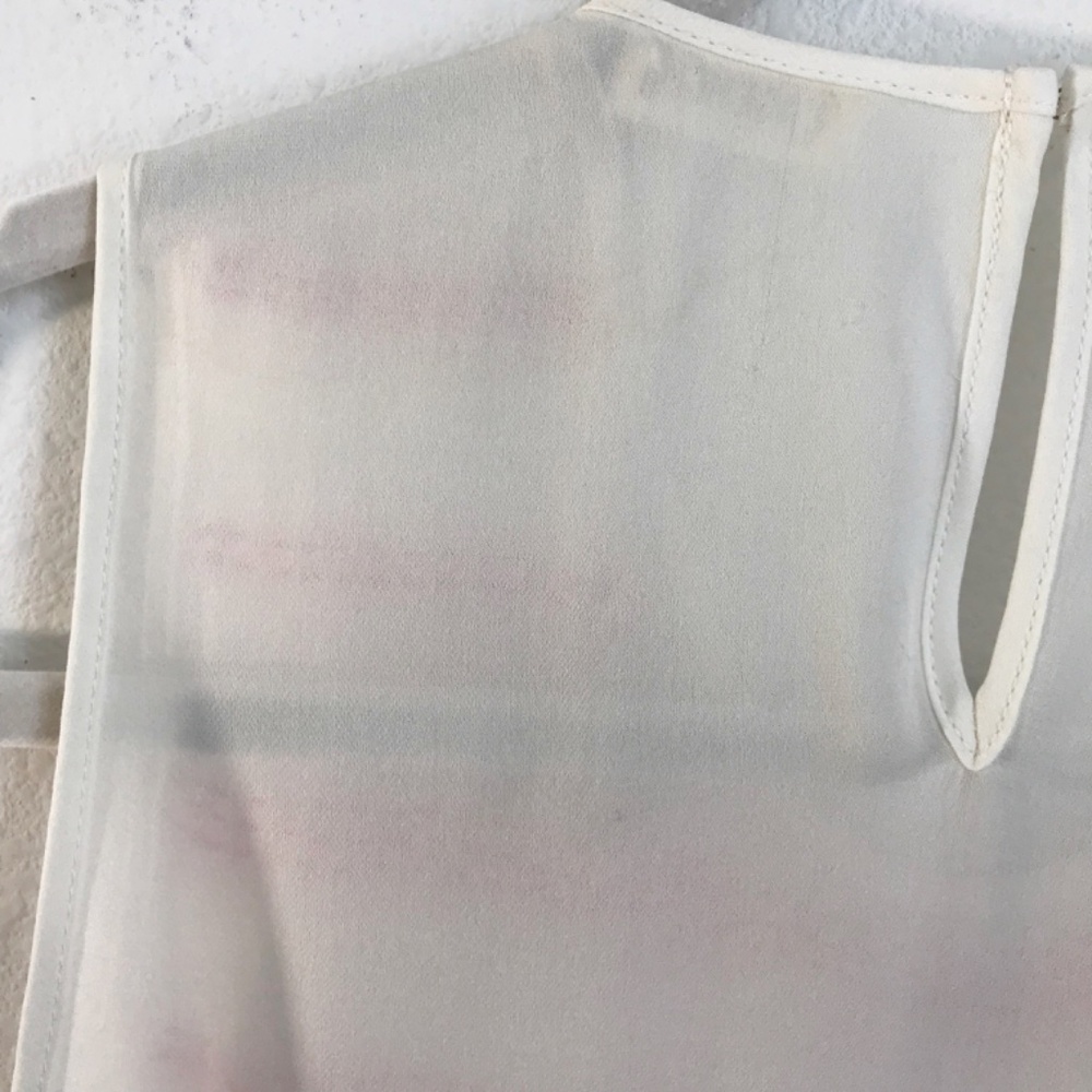 L' Agence Silk Beaded Sleeveless Sheer Tank Top Size 0 Ivory Pink Round Neck - Picture 10 of 10